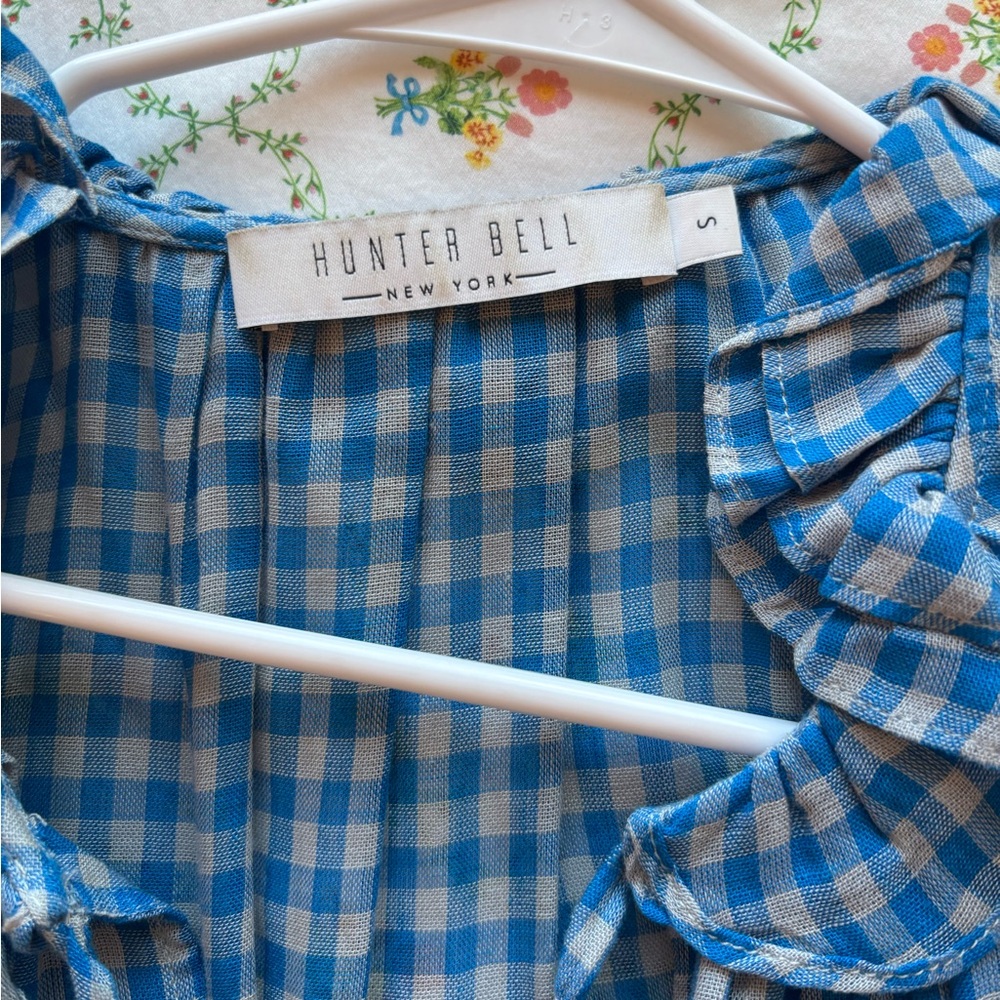 Hunter Bell Blue Gingham Ruffle Top - Picture 2 of 6